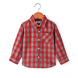 Babyhug Cotton Full Sleeves Checked Shirt- Orange Grey