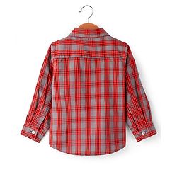 Babyhug Cotton Full Sleeves Checked Shirt- Orange Grey