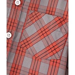 Babyhug Cotton Full Sleeves Checked Shirt- Orange Grey