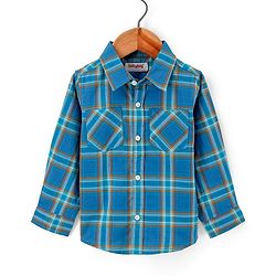 Babyhug Cotton Full Sleeves Checked Shirt- Navy Blue
