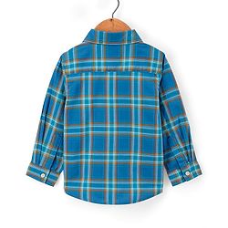 Babyhug Cotton Full Sleeves Checked Shirt- Navy Blue