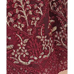 Babyhug Sleeveless Kurti & Sharara with Dupatta with Sequins Detailing & Floral Embroidery - Beige & Maroon