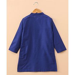 Babyhug Full Sleeves Solid Kurta & Pyjama Set With Floral Printed Jacket - Royal Blue