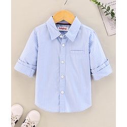 Babyhug Cotton Full Sleeves Striped Shirt - Blue