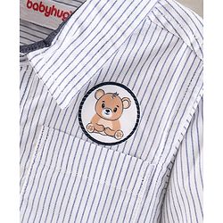 Babyhug Full Sleeves Cotton Striped Shirt With Badge- Blue White