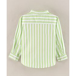 Babyhug Full Sleeves Cotton Striped Shirt With Embroidery- Green