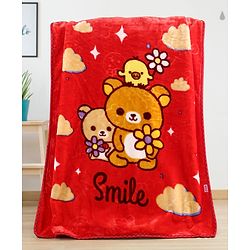 Babyhug Premium Embossed Mink Blanket Kitty Print - Dark Red