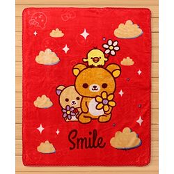 Babyhug Premium Embossed Mink Blanket Kitty Print - Dark Red