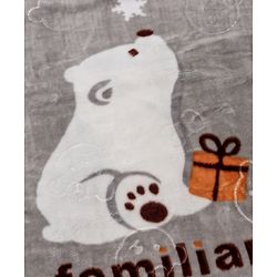 Babyhug Premium Embossed Mink Blanket Polar Bear Print - Grey