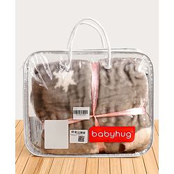 Babyhug Premium Embossed Mink Blanket Polar Bear Print - Grey
