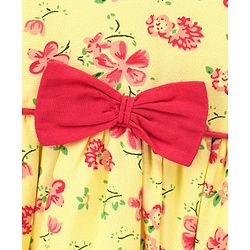 Babyhug 100% Cotton Cap Sleeves Frock Dress with Bow Applique - Yellow