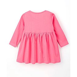 Babyhug 100% Cotton Knit Three Forth Sleeves Frock With Bloomer Unicorn Print - Pink