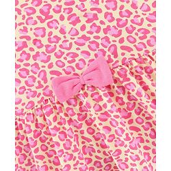 Babyhug 100% Cotton Full Sleeves Frock Leopard Print - Yellow