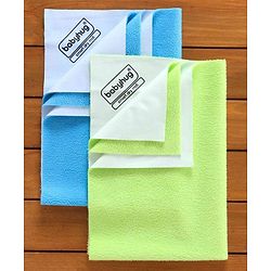 Babyhug Waterproof Bed Protector Sheet Pack of 2 Small - Green & Blue