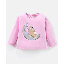 Babyhug 100% Cotton Knit Full Sleeves Night Suit Sleepy Bear Print - Pink