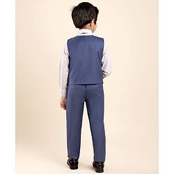 Babyhug Full Sleeves Party Suit With Bow - Blue