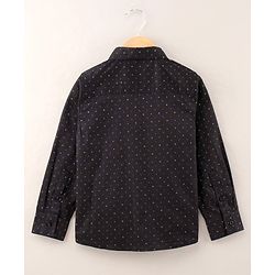 Babyhug Full Sleeves Printed Party Wear Shirt With Bow - Black