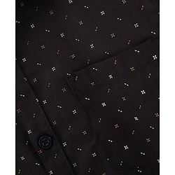 Babyhug Full Sleeves Printed Party Wear Shirt With Bow - Black