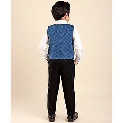 Babyhug Full Sleeves Party Suit With Bow - Blue & Black