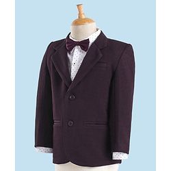 Babyhug Full Sleeves Party Suit with Bow Solid - Dark Purple