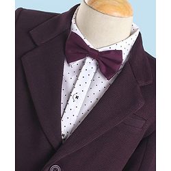 Babyhug Full Sleeves Party Suit with Bow Solid - Dark Purple
