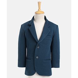 Babyhug Woven Full Sleeves Solid Party Suit with Bow Tie - Ocean Blue