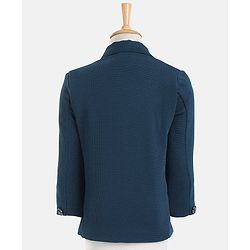 Babyhug Woven Full Sleeves Solid Party Suit with Bow Tie - Ocean Blue