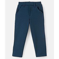 Babyhug Woven Full Sleeves Solid Party Suit with Bow Tie - Ocean Blue