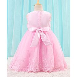 Babyhug Sleeveless Party Wear Frock Lace Embroidered - Pink