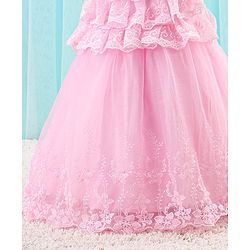 Babyhug Sleeveless Party Wear Frock Lace Embroidered - Pink