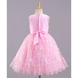 Babyhug Sleeveless Party Wear Sequin Embroidery Ankle Length Frock - Pink