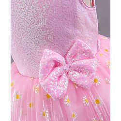 Babyhug Sleeveless Party Wear Sequin Embroidery Ankle Length Frock - Pink