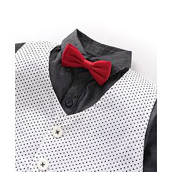 Babyhug Full Sleeves 100% Cotton Waist Coat & Shirt with Stretch Fir Pants - Black