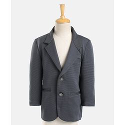 Babyhug Woven Full Sleeves Solid Party Suit with Bow Tie - Grey & White