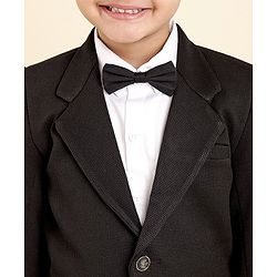 Babyhug Full Sleeves Party Suit with Bow Solid - Black