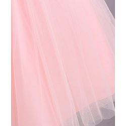 Babyhug Sleeveless Sequinned Party Wear Dress - Peach