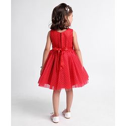 Babyhug Sleeveless Party Frock Foil Glitter Print - Persian Red