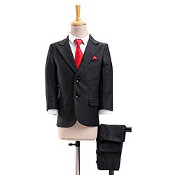 Babyhug Full Sleeves Party Suit With Bow Solid - Black