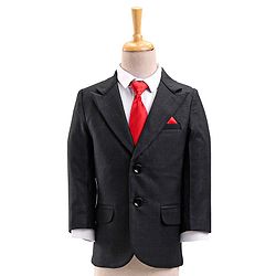Babyhug Full Sleeves Party Suit With Bow Solid - Black