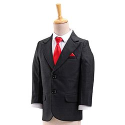 Babyhug Full Sleeves Party Suit With Bow Solid - Black