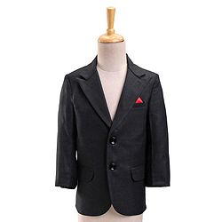 Babyhug Full Sleeves Party Suit With Bow Solid - Black