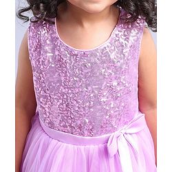 Babyhug Sleeveless Sequinned Party Frock - Lavender