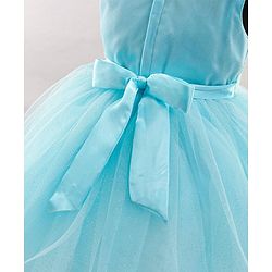 Babyhug Sleeveless Party Wear Frock with Sequins and Corsage - Light Blue