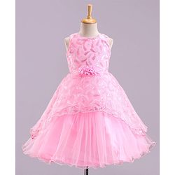 Babyhug Sleeveless Party Wear Frock Floral Corsage - Pink