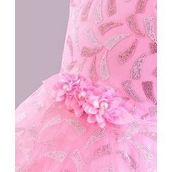 Babyhug Sleeveless Party Wear Frock Floral Corsage - Pink