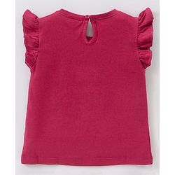 Babyhug Short Sleeves Knit Top & Knee Length Fancy Mesh Skirt  With Foil - Maroon
