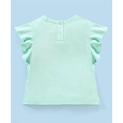 Babyhug Cotton Knit Short Sleeves Printed Top & Fancy Mesh Glitter Skirt - Light Blue & Pink