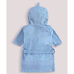 Babyhug Woven Terry  Full Sleeves Hooded Bath Robe Shark Design - Blue