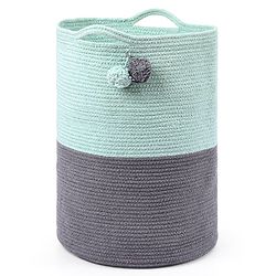 Babyhug Braided Cotton Laundry Bag  - Grey Sea Green