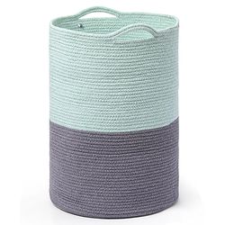 Babyhug Braided Cotton Laundry Bag  - Grey Sea Green